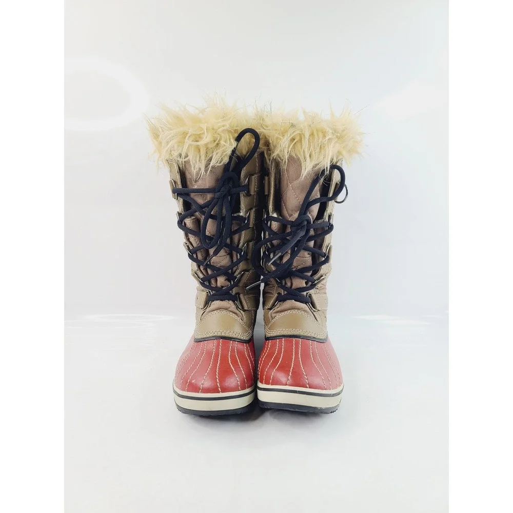 Sorel Insulated Faux Fur Lace-Up Snow Winter Boots Women's Size 7 Brown‎ Red.